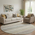 8' Gold And Beige Striped Washable Round Rug With UV Protection