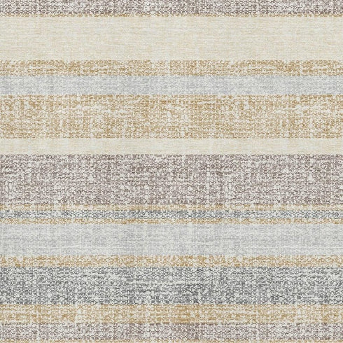 8' X 10' Gold And Beige Striped Washable Area Rug With UV Protection
