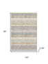 8' X 10' Gold And Beige Striped Washable Area Rug With UV Protection