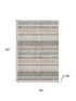 5' X 8' Gray And Beige Striped Washable Area Rug With UV Protection