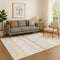 8' X 10' Ivory And Beige Striped Washable Area Rug With UV Protection