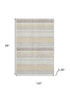 8' X 10' Ivory And Beige Striped Washable Area Rug With UV Protection