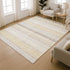 8' X 10' Ivory And Beige Striped Washable Area Rug With UV Protection