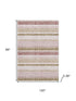 8' X 10' Pink And Beige Striped Washable Area Rug With UV Protection
