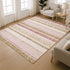 8' X 10' Pink And Beige Striped Washable Area Rug With UV Protection