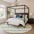 8' Pale Aqua And Beige Striped Washable Round Rug With UV Protection