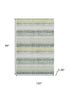 8' X 10' Pale Aqua And Beige Striped Washable Area Rug With UV Protection