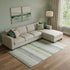 8' X 10' Pale Aqua And Beige Striped Washable Area Rug With UV Protection