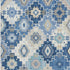 5' X 8' Blue And Beige Geometric Washable Area Rug With UV Protection