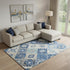 9' X 12' Blue And Beige Geometric Washable Area Rug With UV Protection