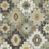 5' X 8' Fern Green And Gold Geometric Washable Area Rug With UV Protection