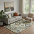 5' X 8' Fern Green And Gold Geometric Washable Area Rug With UV Protection