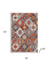 5' X 8' Rust And Lavender Geometric Washable Area Rug With UV Protection