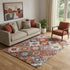 5' X 8' Rust And Lavender Geometric Washable Area Rug With UV Protection