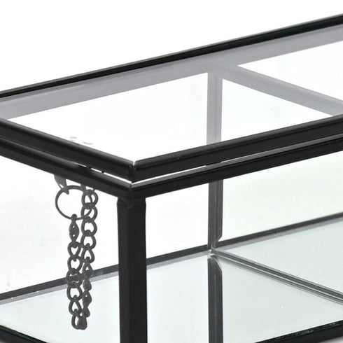 2" Black Glass Hand Painted Decorative Box
