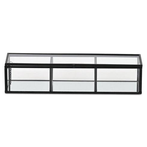 2" Black Glass Hand Painted Decorative Box