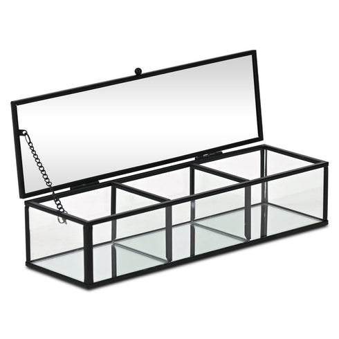 2" Black Glass Hand Painted Decorative Box