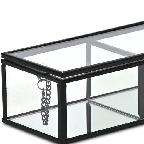 2" Black Glass Hand Painted Decorative Box