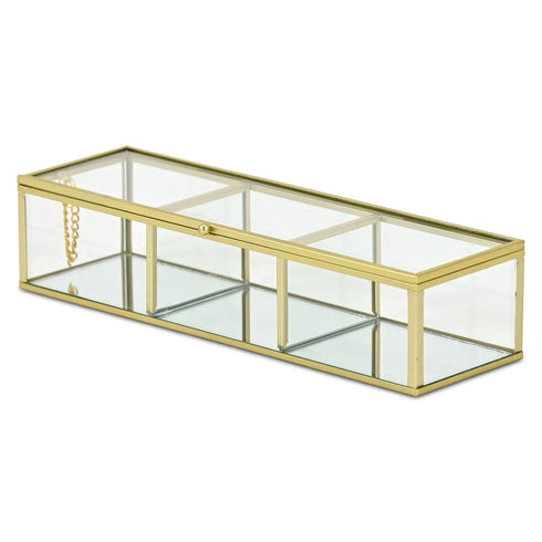 2" Gold Glass Hand Painted Decorative Box