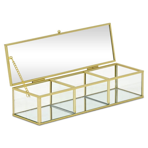 2" Gold Glass Hand Painted Decorative Box