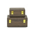 Set of Two Dark Brown Wood Hand Painted Decorative Box