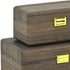 Set of Two Dark Brown Wood Hand Painted Decorative Box