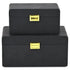Set of Two Black Wood Hand Painted Decorative Box