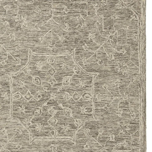 8' X 10' Brown And Tan Wool Floral Hand Tufted Area Rug
