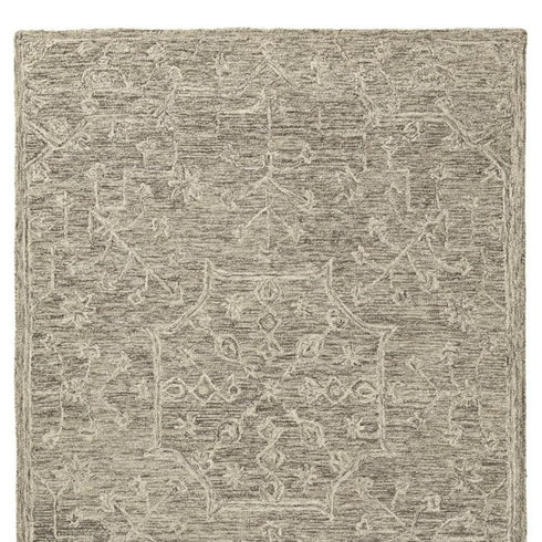 8' X 10' Brown And Tan Wool Floral Hand Tufted Area Rug