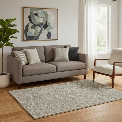 5' X 8' Brown And Tan Wool Floral Hand Tufted Area Rug