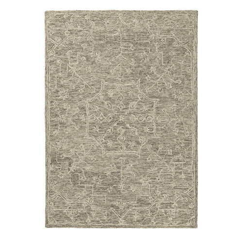 5' X 8' Brown And Tan Wool Floral Hand Tufted Area Rug