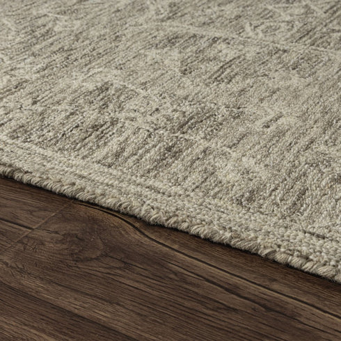 5' X 8' Brown And Tan Wool Floral Hand Tufted Area Rug