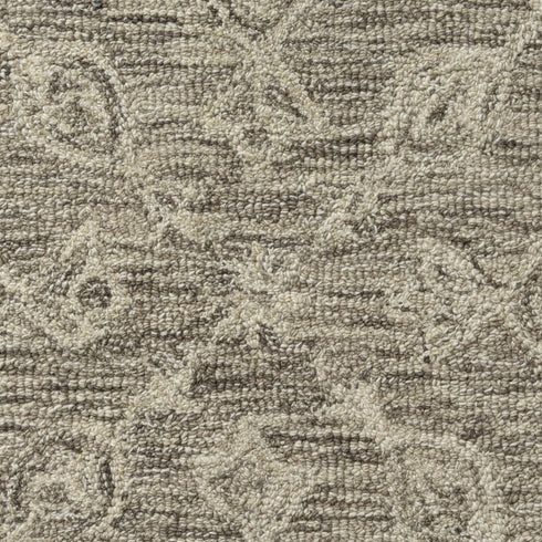 5' X 8' Brown And Tan Wool Floral Hand Tufted Area Rug