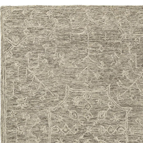 5' X 8' Brown And Tan Wool Floral Hand Tufted Area Rug