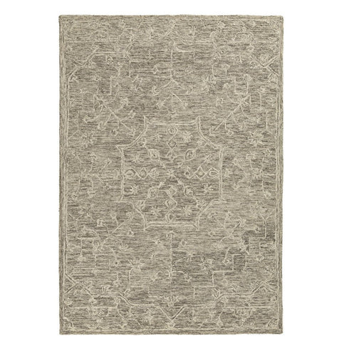 5' X 8' Brown And Tan Wool Floral Hand Tufted Area Rug