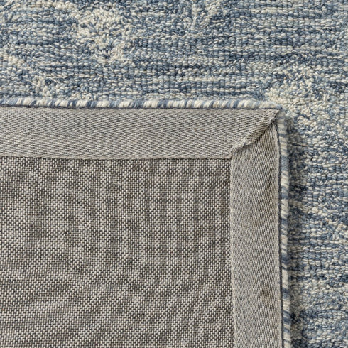8' X 10' Blue And Ivory Wool Floral Hand Tufted Area Rug