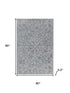 5' X 8' Blue And Ivory Wool Floral Hand Tufted Area Rug