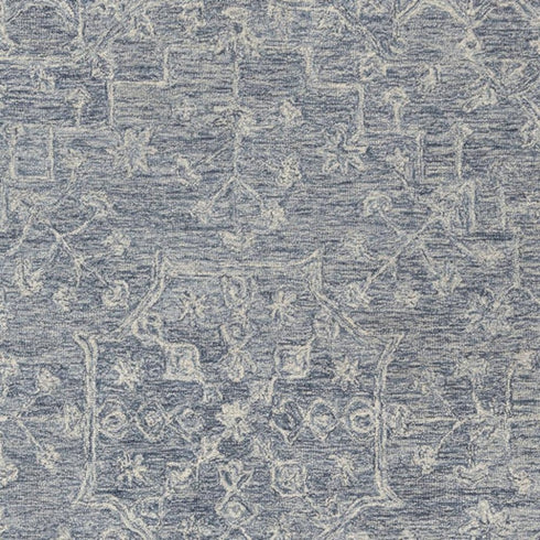 5' X 8' Blue And Ivory Wool Floral Hand Tufted Area Rug