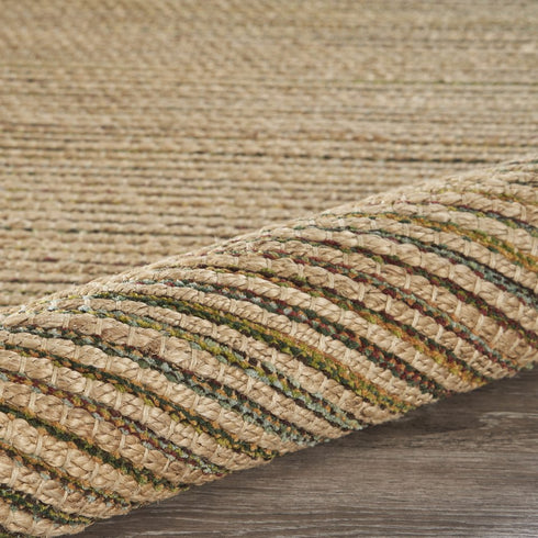 8' X 10' Natural And Tan Jute Striped Hand Woven Area Rug