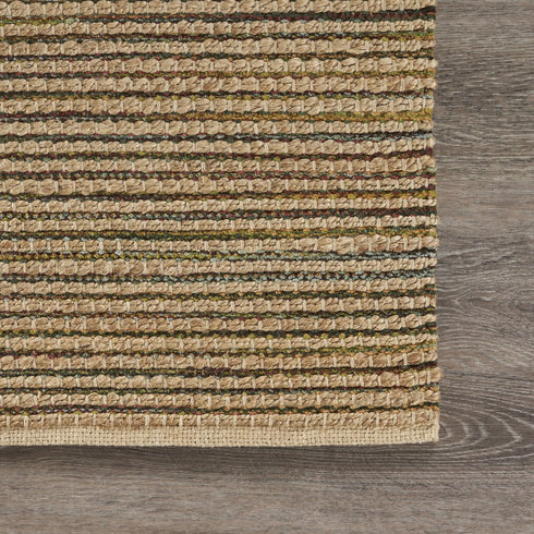 8' X 10' Natural And Tan Jute Striped Hand Woven Area Rug