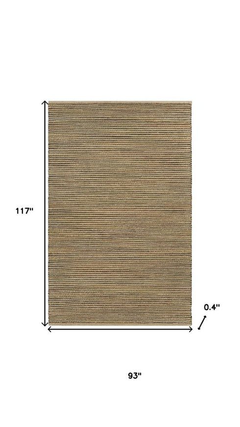 8' X 10' Natural And Tan Jute Striped Hand Woven Area Rug