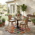8' Red Blue And Orange Diamond Round Rug