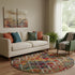 8' Red Blue And Orange Diamond Round Rug