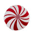 16" Red And White Cotton Velvet Round Christmas Striped Throw Pillow