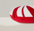 16" Red And White Cotton Velvet Round Christmas Striped Throw Pillow