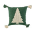 18" Green And Ivory Cotton Christmas Tree Throw Pillow with Tassels
