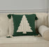 18" Green And Ivory Cotton Christmas Tree Throw Pillow with Tassels