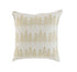 18" Ivory And Gold Cotton Christmas Trees Throw Pillow With Embroidery