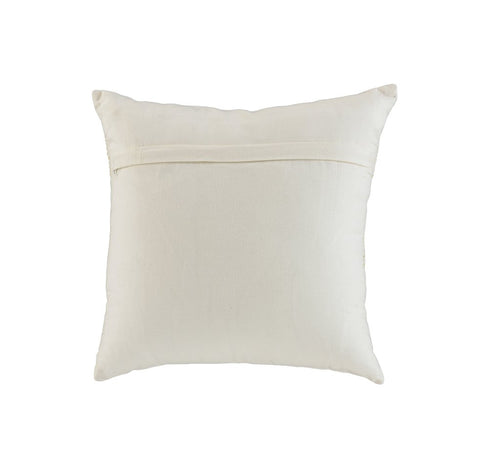 18" Ivory And Gold Cotton Christmas Trees Throw Pillow With Embroidery