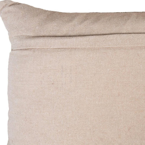 14" X 20" Beige Ivory And Gold Christmas Snowflakes Throw Pillow With Embroidery